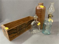 Stoneware Bottle, Cheese Box, Mini-Fluid Light