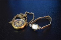 Vtg Bulova Ladies Wrist Watch and Pocket Watch