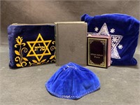 Lot of Jewish Religious Items (Kippa, Torah, Royal