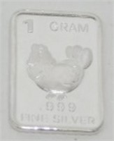 1 gram Silver Ingot - Hen, .999 Fine Silver