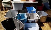 Rubber, plastic totes, only 1 with lid