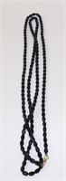 48" Jet Black Glass Beaded Necklace Strand