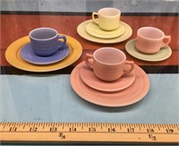 Colored milk glass kid's tea dishes