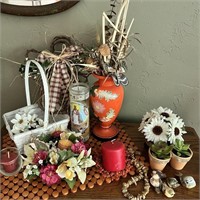 Vase, Candles, Faux Flowers, Décor