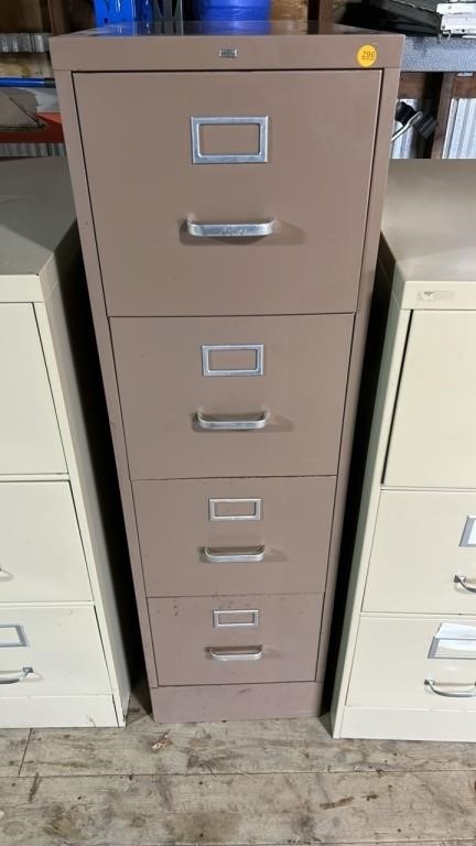 4 Drawer Metal filing cabinet. 15" x 25" x 52"