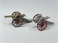 2) VINTAGE TOOTSIETOY TOY MILITARY CANNONS