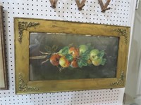 ANTIQUE ORNATE GOLD FRAME STILL LIFE FRUIT PRINT