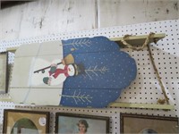 HAND PAINTED SNOWMAN WOOD SLED