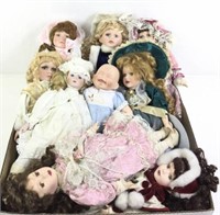 (9pc) Assorted Vintage Porcelain Dolls