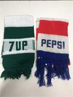 Vintage advertising 7-Up and Pepsi winter scarves