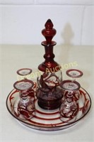 Decanter & 4 Glasses & Tray - Size Small