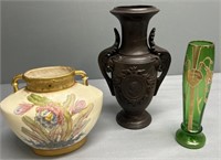 Art Glass; German Pottery & Porcelain Vases Lot