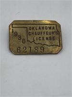 1938 Brass Oklahoma Chauffeur’s Badge License