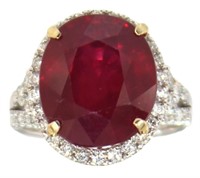 14kt Gold 12.26 ct Oval Ruby & Diamond Ring