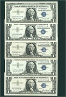 (5 NOTES) $1 1957 Silver Certificate