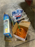 box lot bathroom items and bee and wasp trap