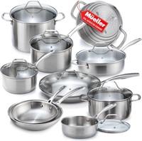 Mueller Pots and Pans Set 17-Piece Stainless Steel