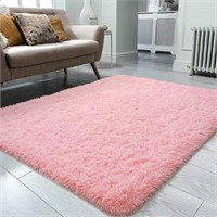 Ompaa Fluffy Rug  Soft Fuzzy Pink  60 x 35 in