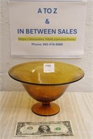 AMBER SWIRL FOOTED BOWL