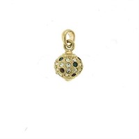 14k Gold Ip .04ct Gemstone Spherical Pendant