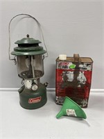 Coleman lantern with Fuel -1/2 full - funnel