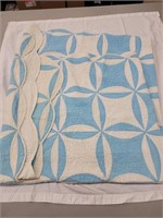 Vintage White and Blue Quilt - 7 ft x 6 ft