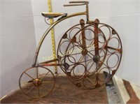 metal bike wine rack, folding stool & vintage