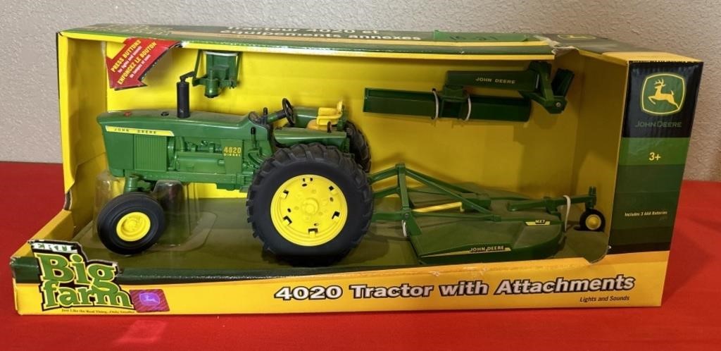 John Deere 4020 Toy Tractor W/ Attachments