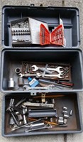 Plastic toolbox and tools with one tray