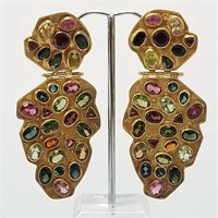Luna Felix 22K gold & tourmaline earrings - multi-