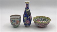 3pcs Antique Chinese Qing Dynasty Famille Rose