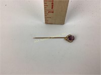 Victorian 10k gold, amethyst & seed pearl stick
