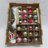 Christmas Shiny Brite / Silvered Ornaments & Pine