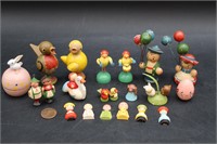 22 Vintage Italian & German Wood Figurines