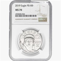 2019 1oz. Platinum $100 Eagle NGC MS70
