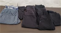 7 Pairs Ladies Black Pants, Sz 6 & Medium,