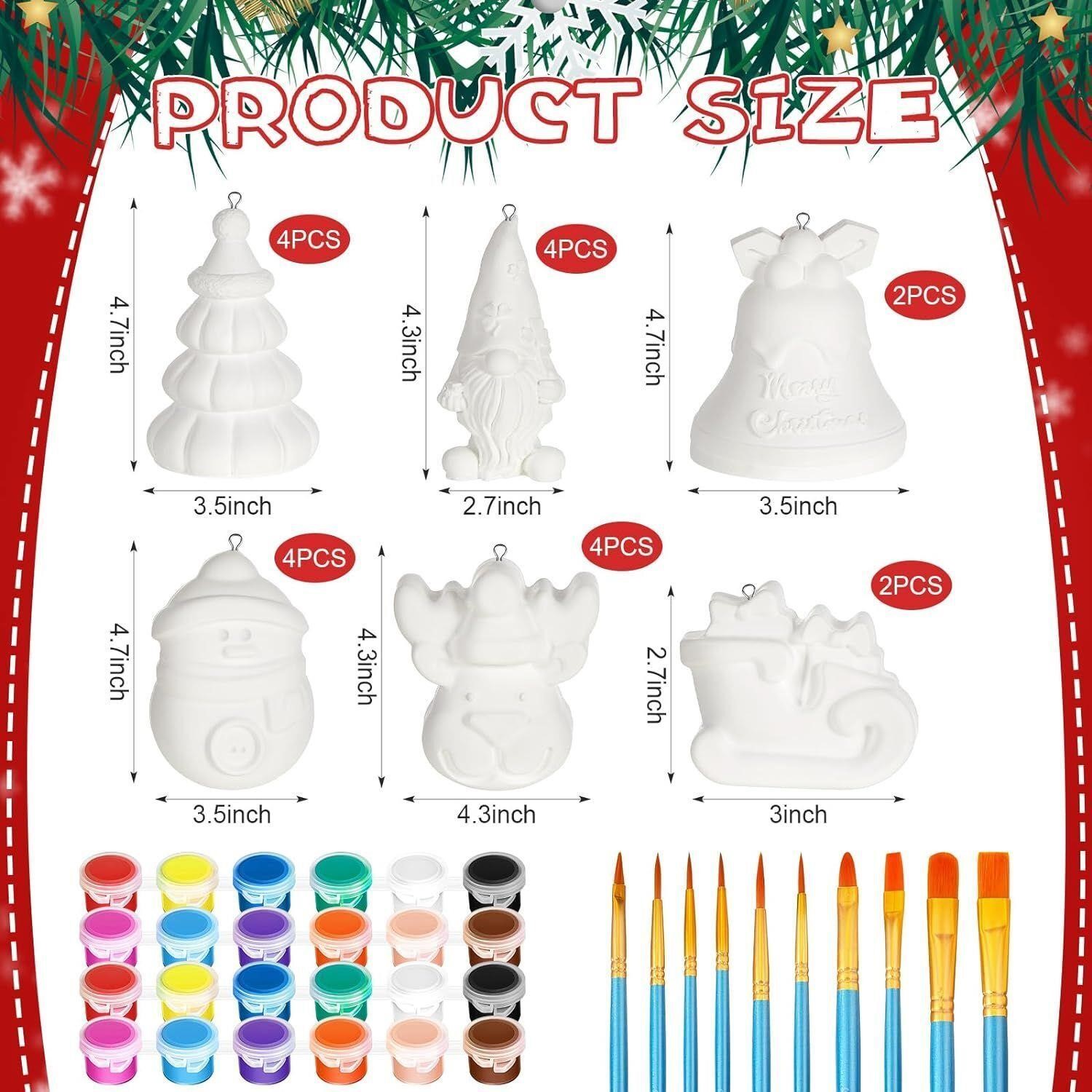 20 Pcs Ready to Paint Ceramic Christmas Ornaments