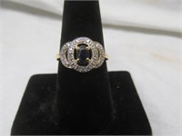 STERLING SILVER VERMEIL SAPPHIRE AND DIAMOND