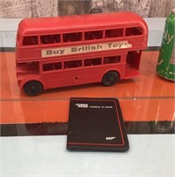 Vtg.plastic British bus & James Bond collectible
