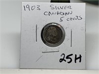 1903 SILVER CANADIAN 5 CENT PIECE