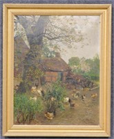 Adolf Lins Oil on Canvas Farm Scene