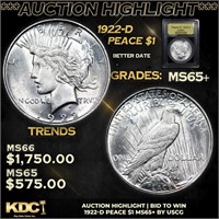 ***Auction Highlight*** 1922-d Peace Dollar $1 Gra
