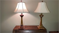 2 marble table lamps  cabinet not included
