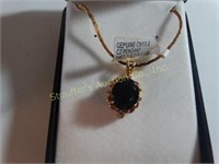14kt gold plated necklace w/genuine Onyx stone I
