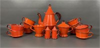 Metlox Pottery Red Rooster Coffee Pot Set