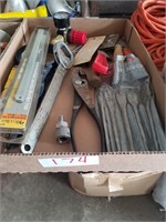 Drill bits, wrenches,  level, etc