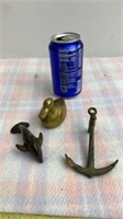 Vintage Copper Anchor, Brass Dolphin and Brass