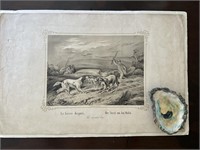 Antique Hunting Print "The Disputed Hare"; more