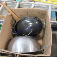 SS bowl, oval roaster w/lid, large masher