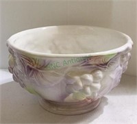Beautiful beaded colored ceramic bowl with fruit